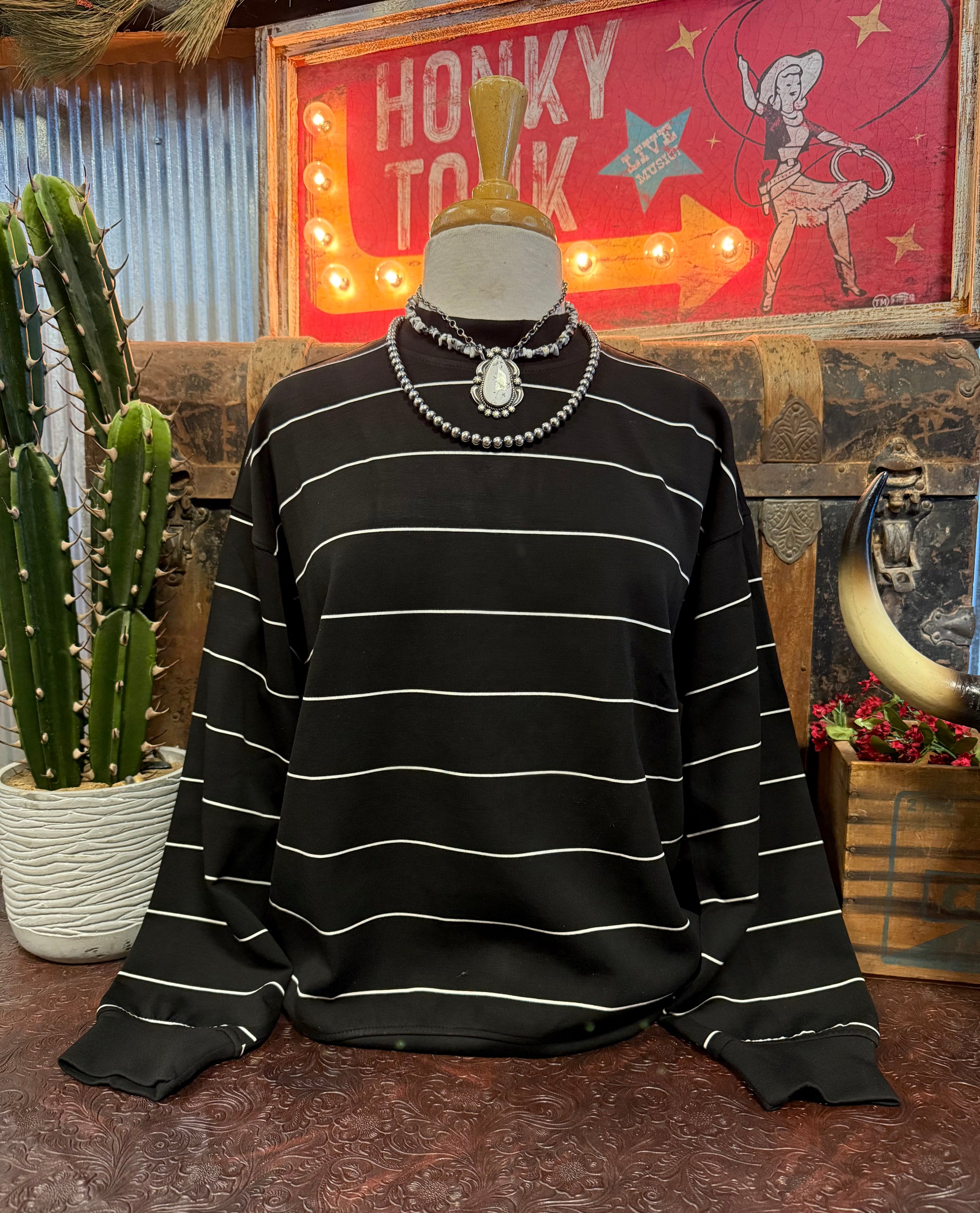 RM Black Cream Stripe Top