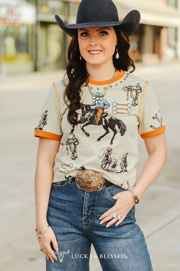 LB Beige Camel Studded Tee