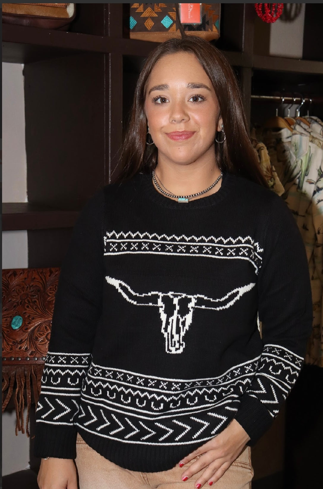 CR Black Longhorn Sweater