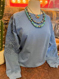 PS Denim Embroidered Top