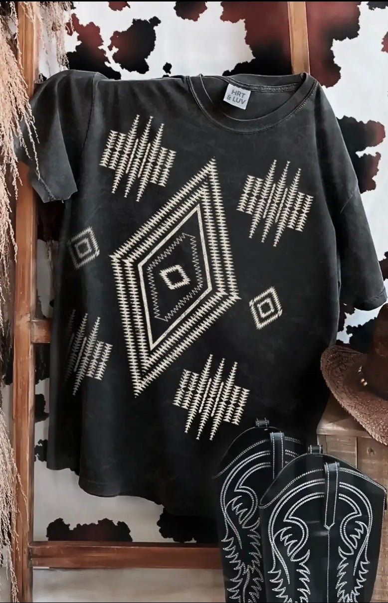 HL Aztec Boho Tee Black