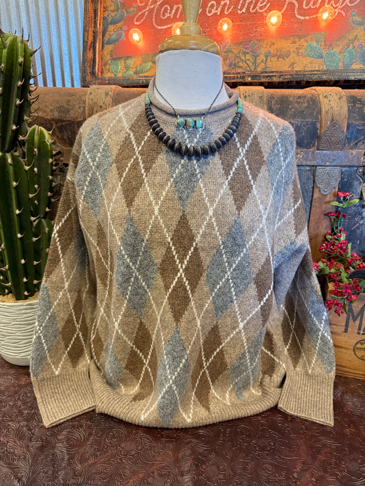BP Taupe Argyle Sweater
