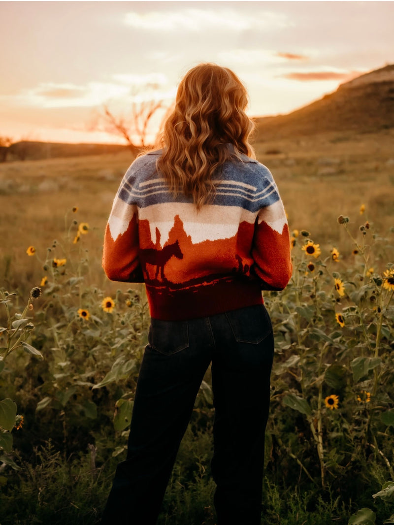 TY Maroon Western Cardigan