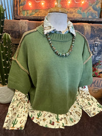 MR Olive Short Sleeve Sweater