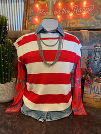 PM Red/White Sweater Vest