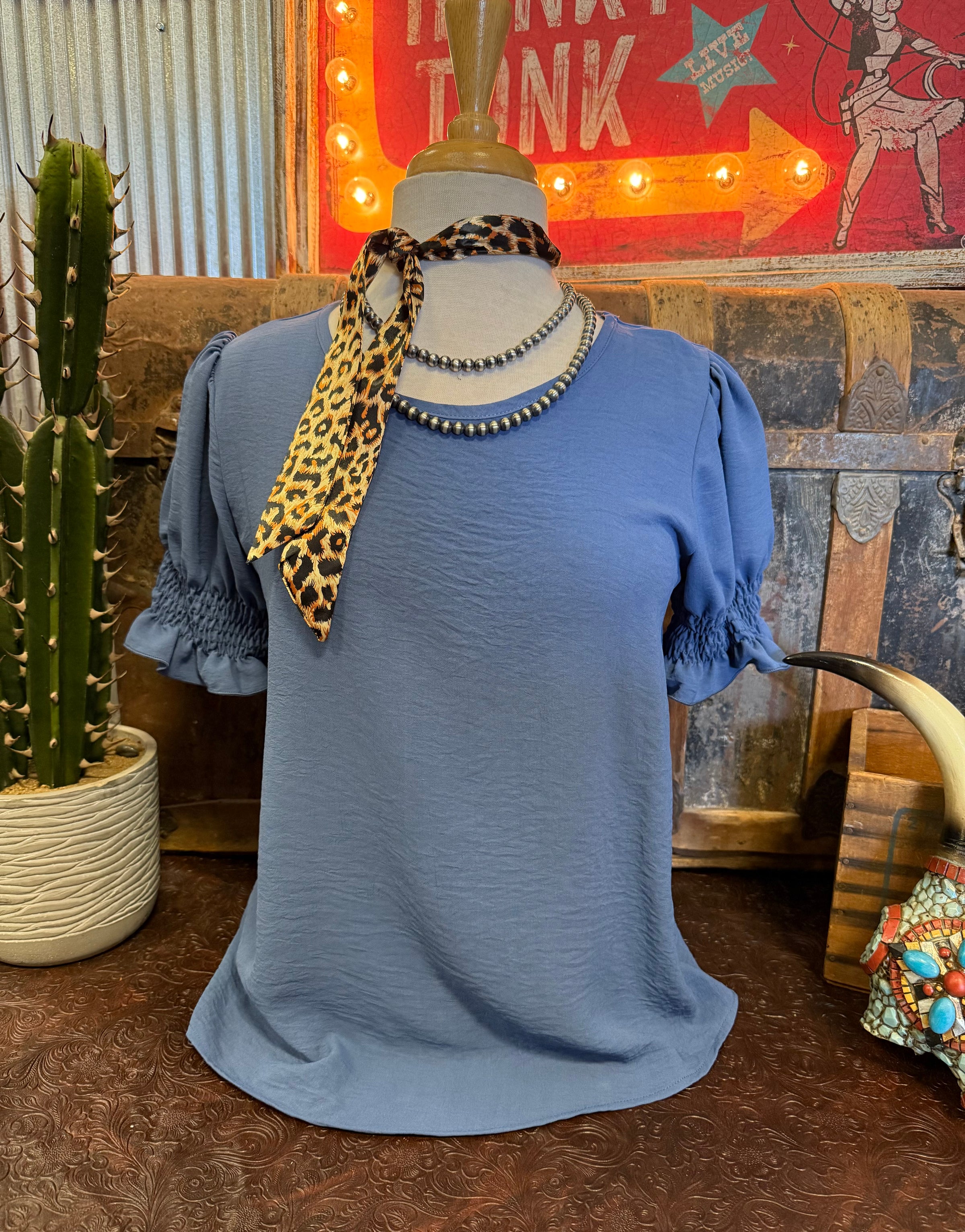 LS Dusty Blue Short Sleeve