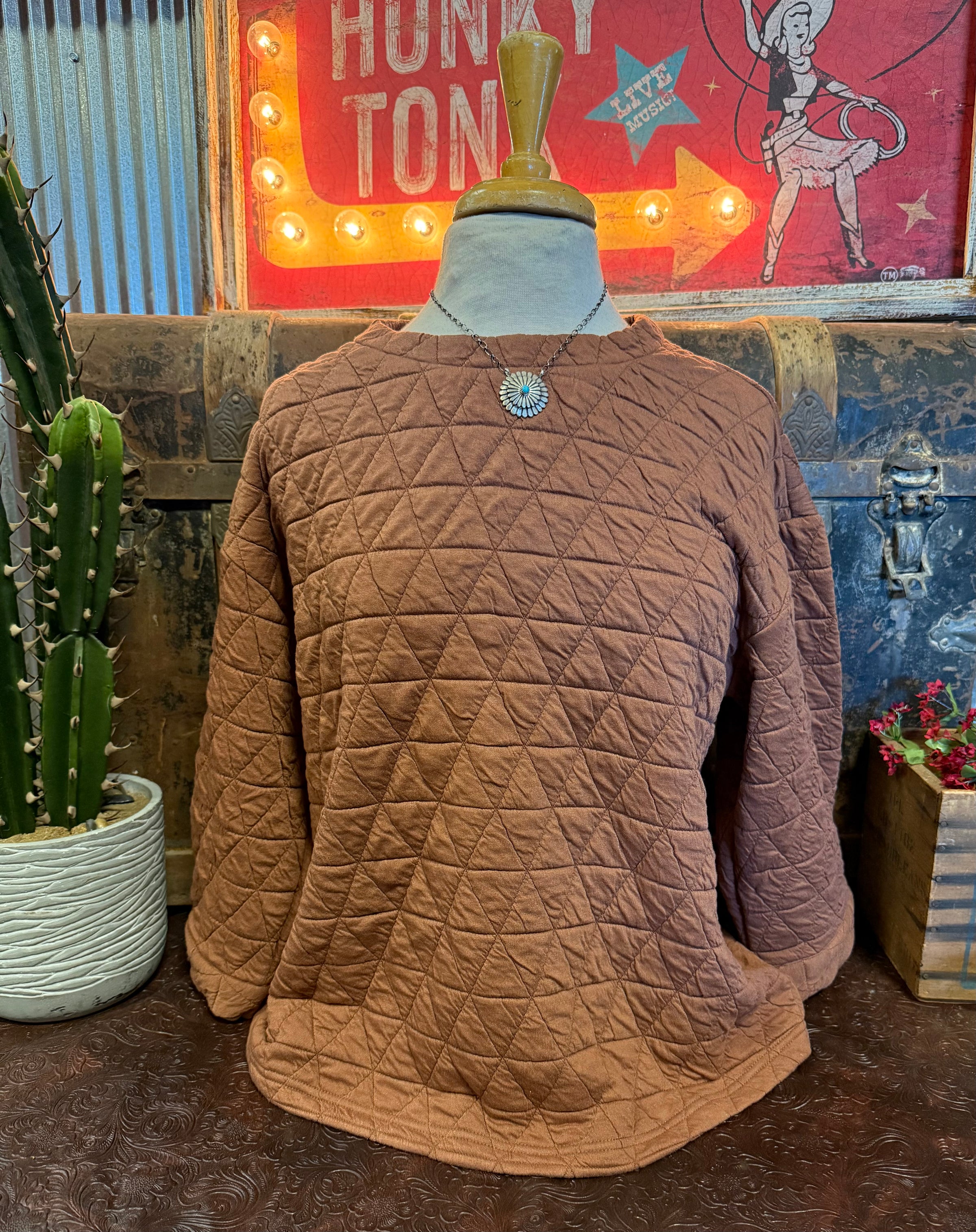 JD Dusty Brick Quilted Sweatshirt