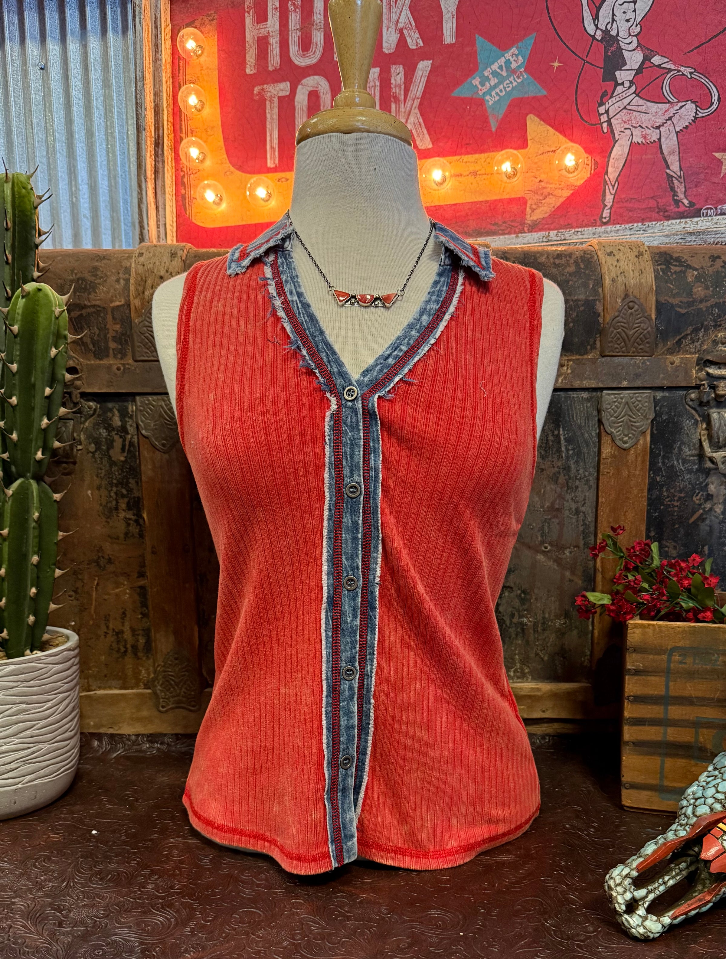 MS Red Wash Sleeveless