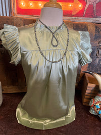 LB Saige Green Ruffle Top