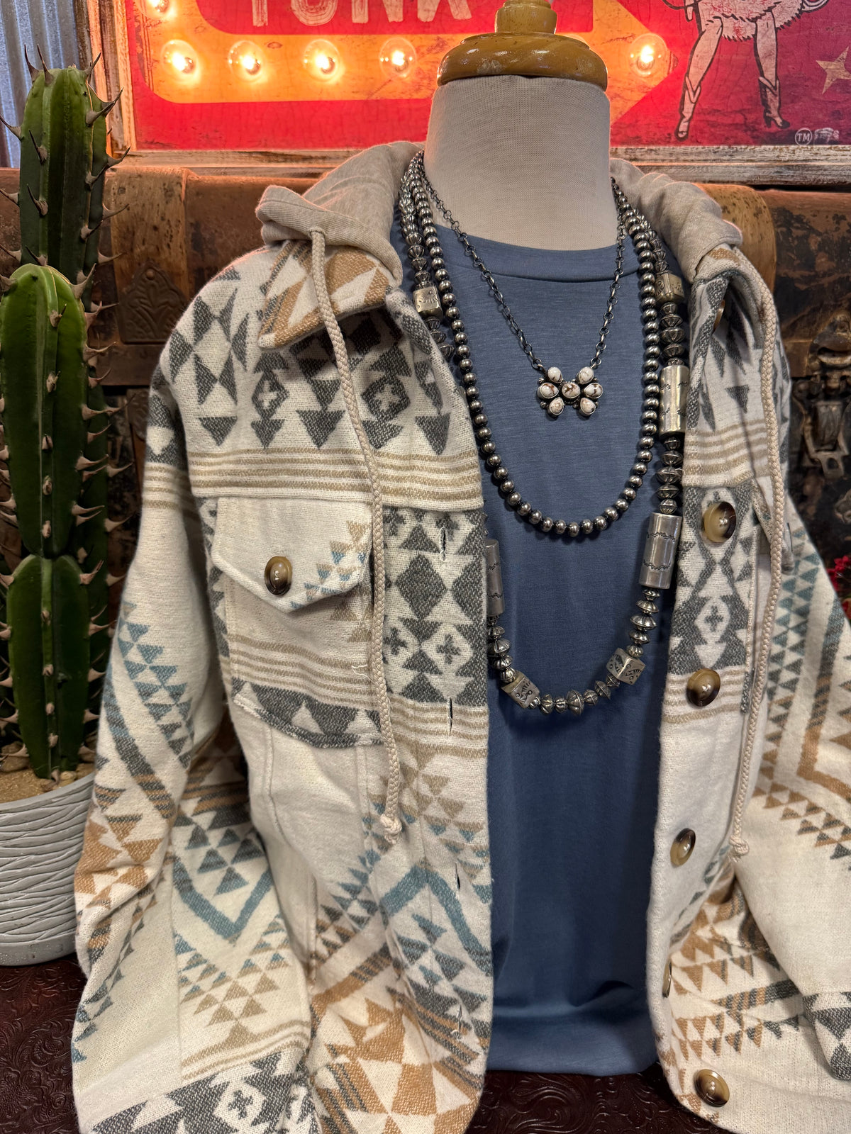 MY Aztec Blue Ivory Jacket