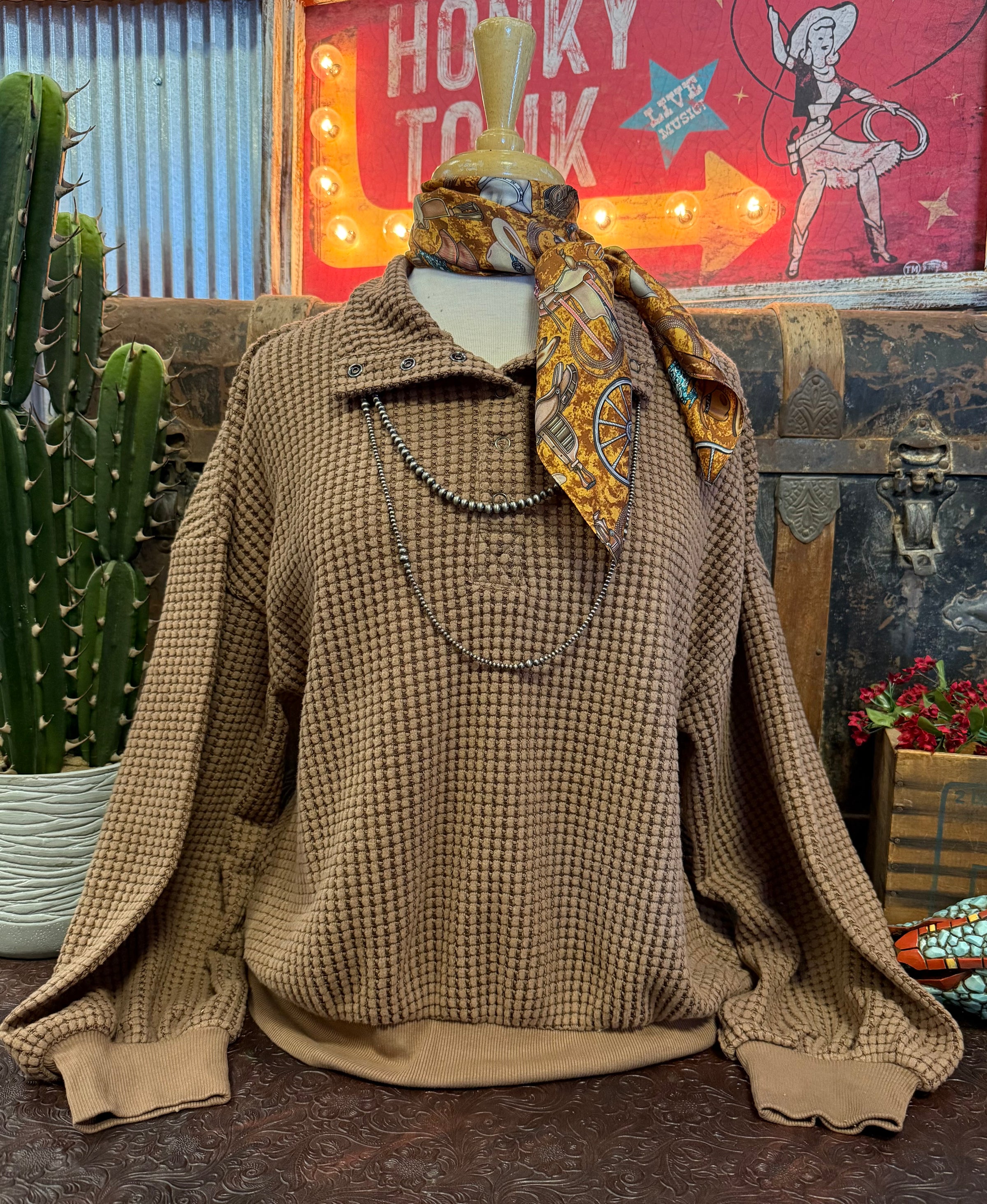 VJ Chocolate Waffle Pullover