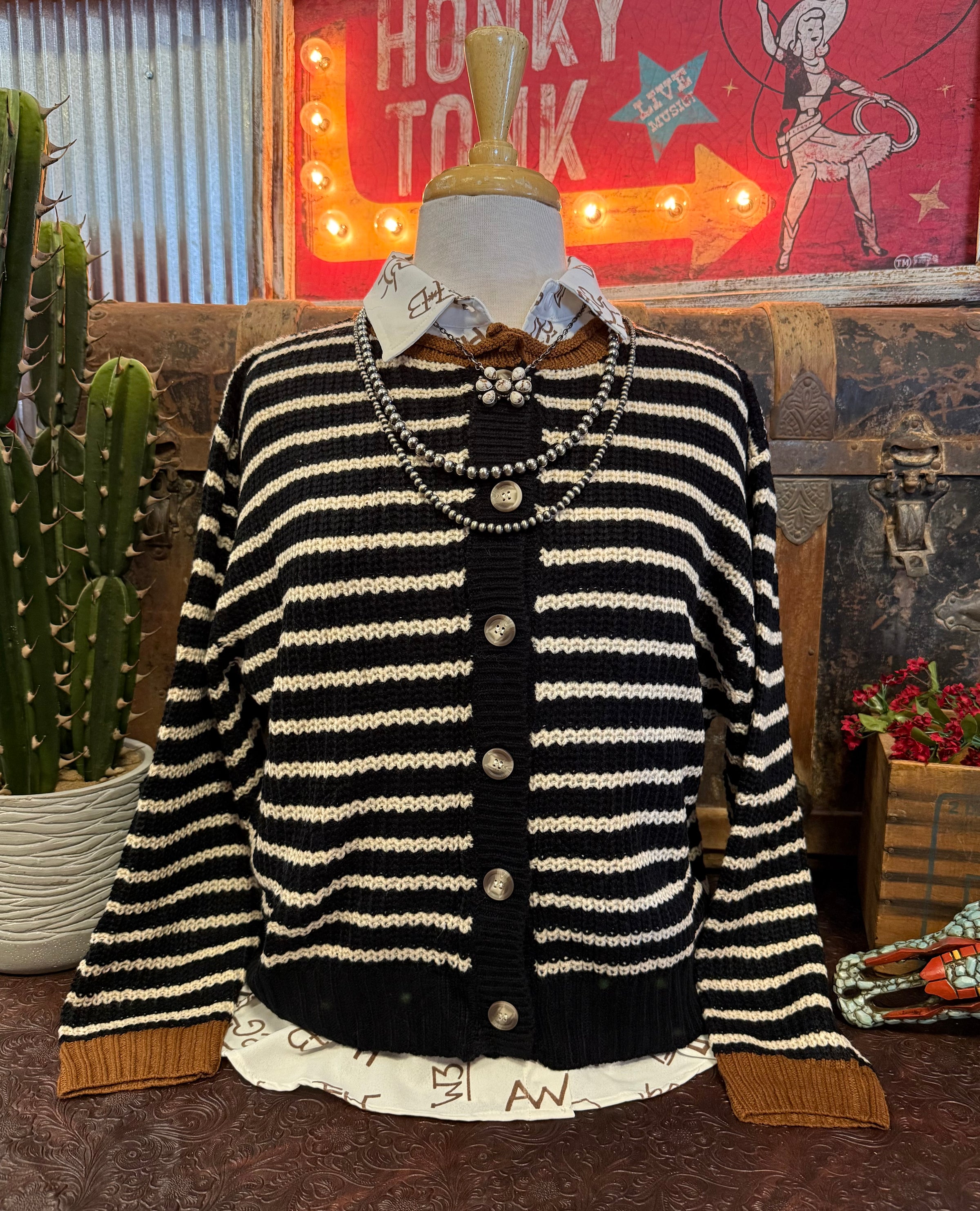 PG Black Stripe Cardigan