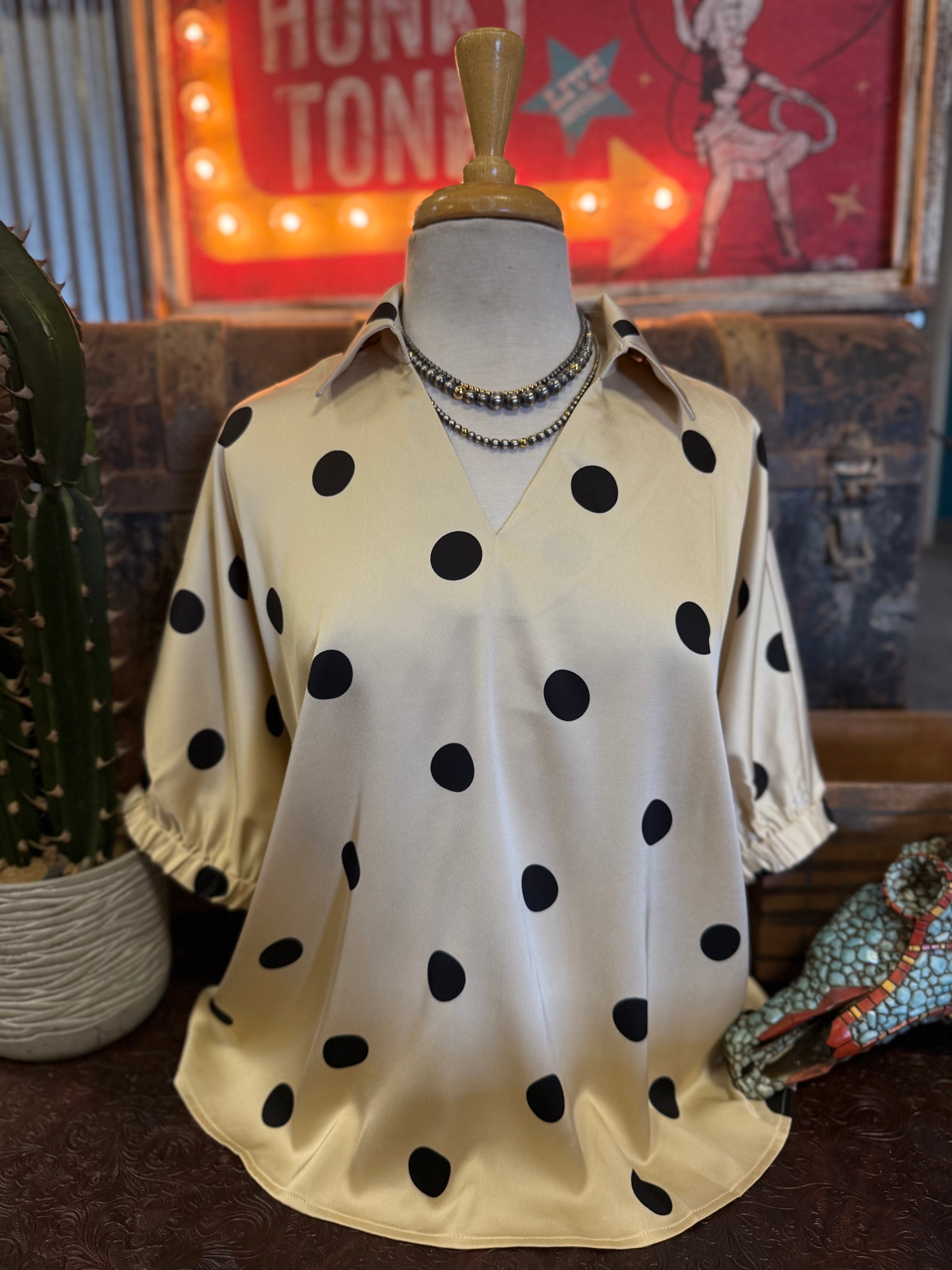 JD Taupe Polka Dot SS