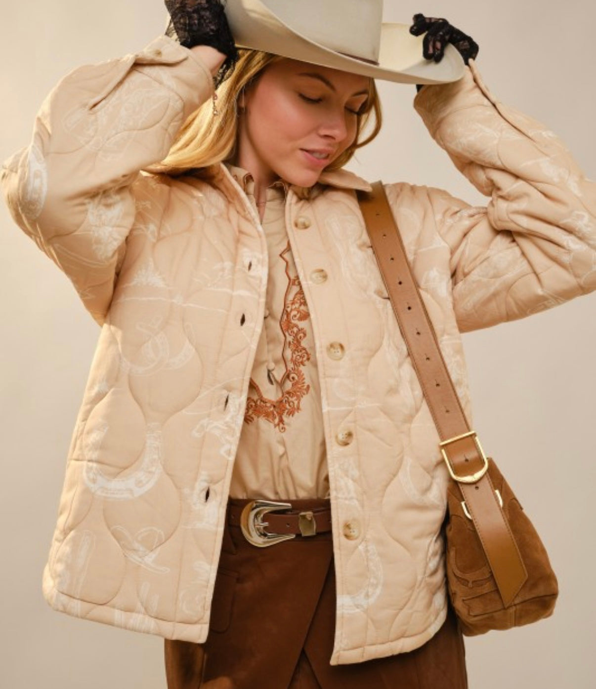 BB Taupe/Cream Quilted Jacket