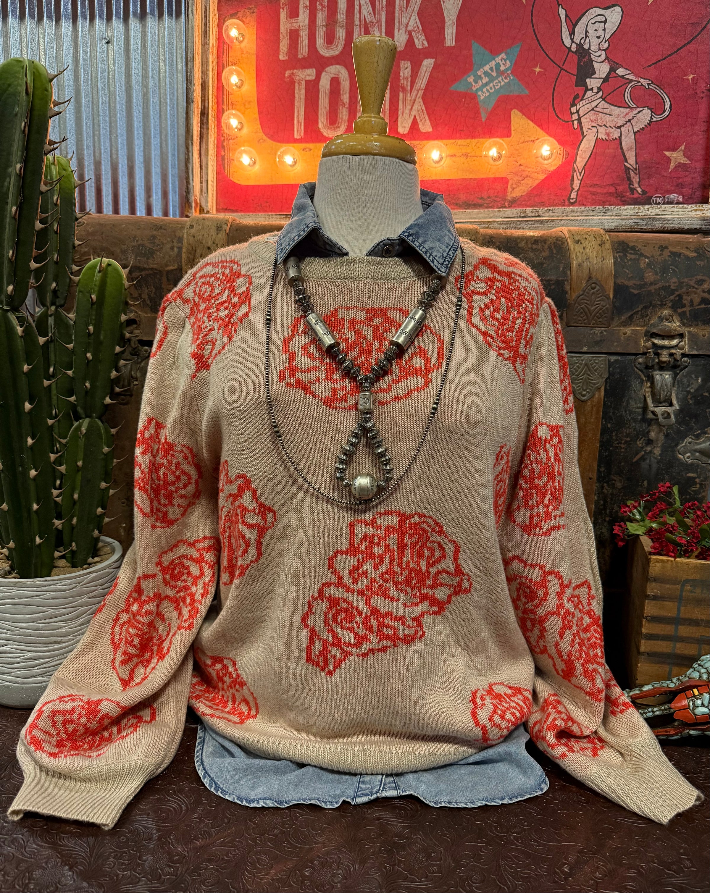 FL Coral Floral Sweater