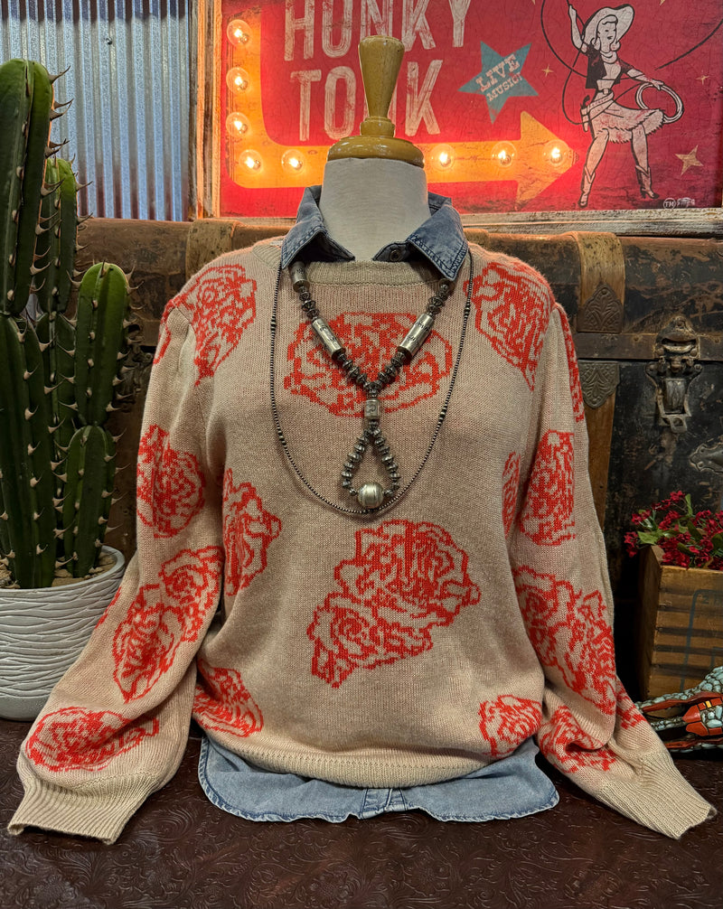 FL Coral Floral Sweater