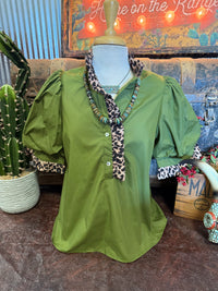 EN Olive Leopard Bubble Sleeve
