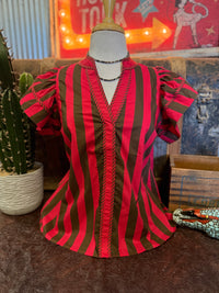 EN Red/Brown Stripe Top