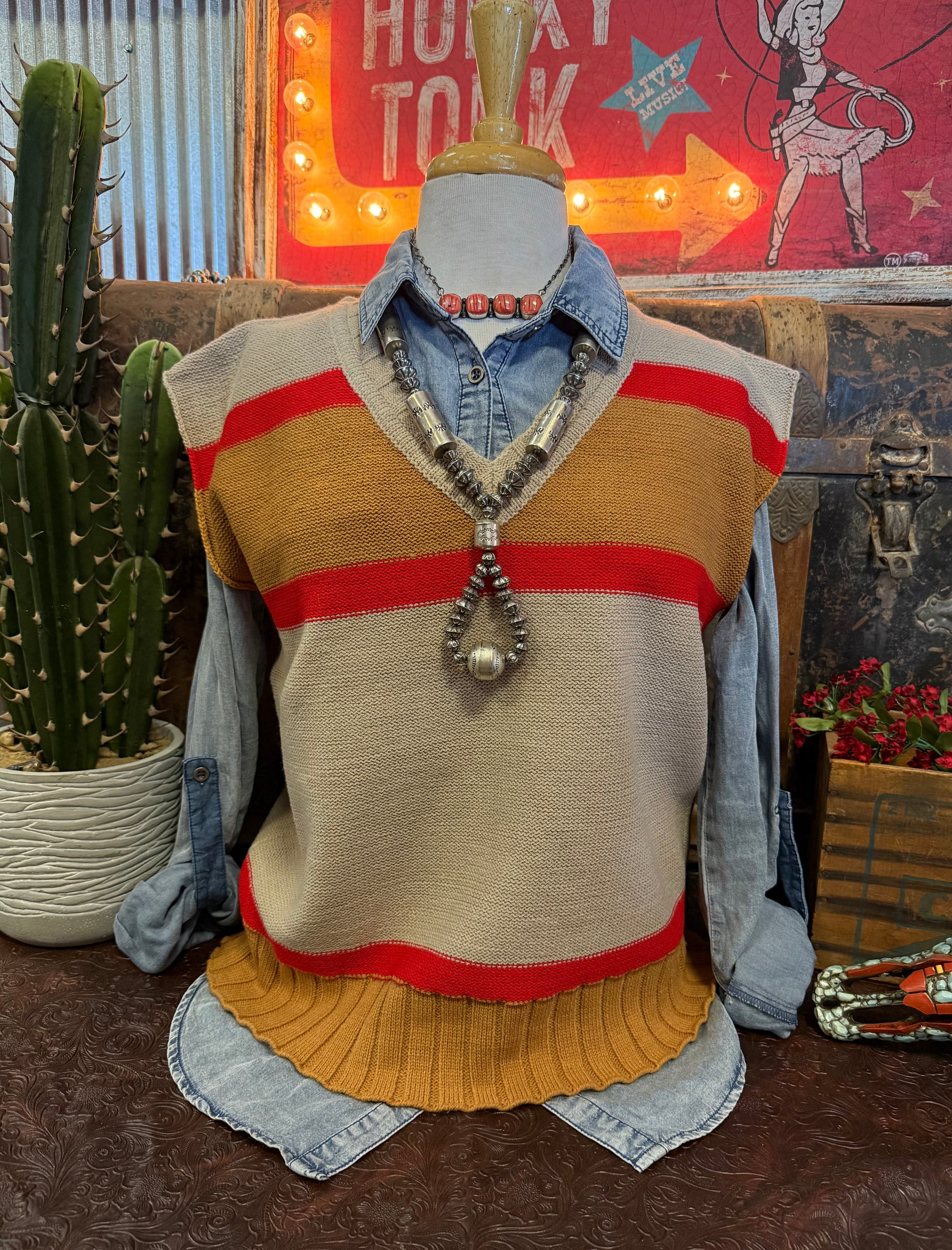 WL Mocha/Camel Sweater Vest