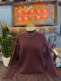 JD Plum Whipstitch Sweater