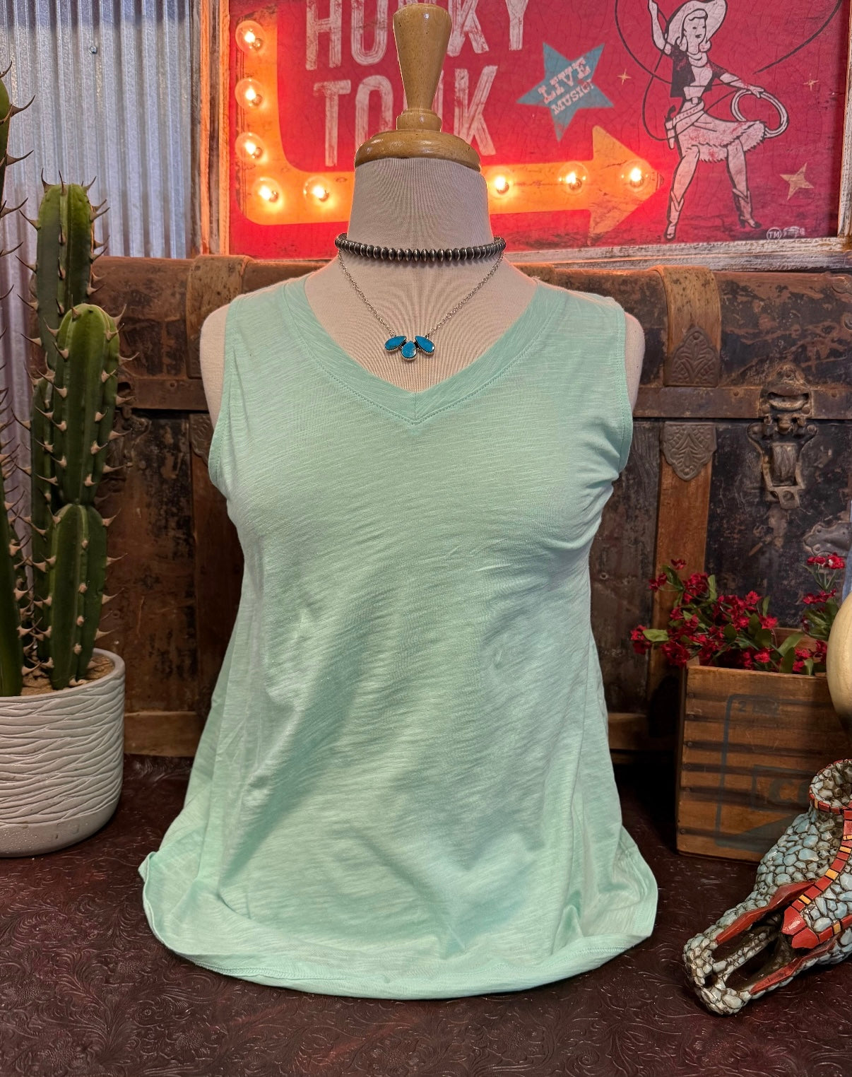 SJ Mint Vneck Tank