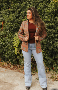 LB Western Horse Plaid Blazer