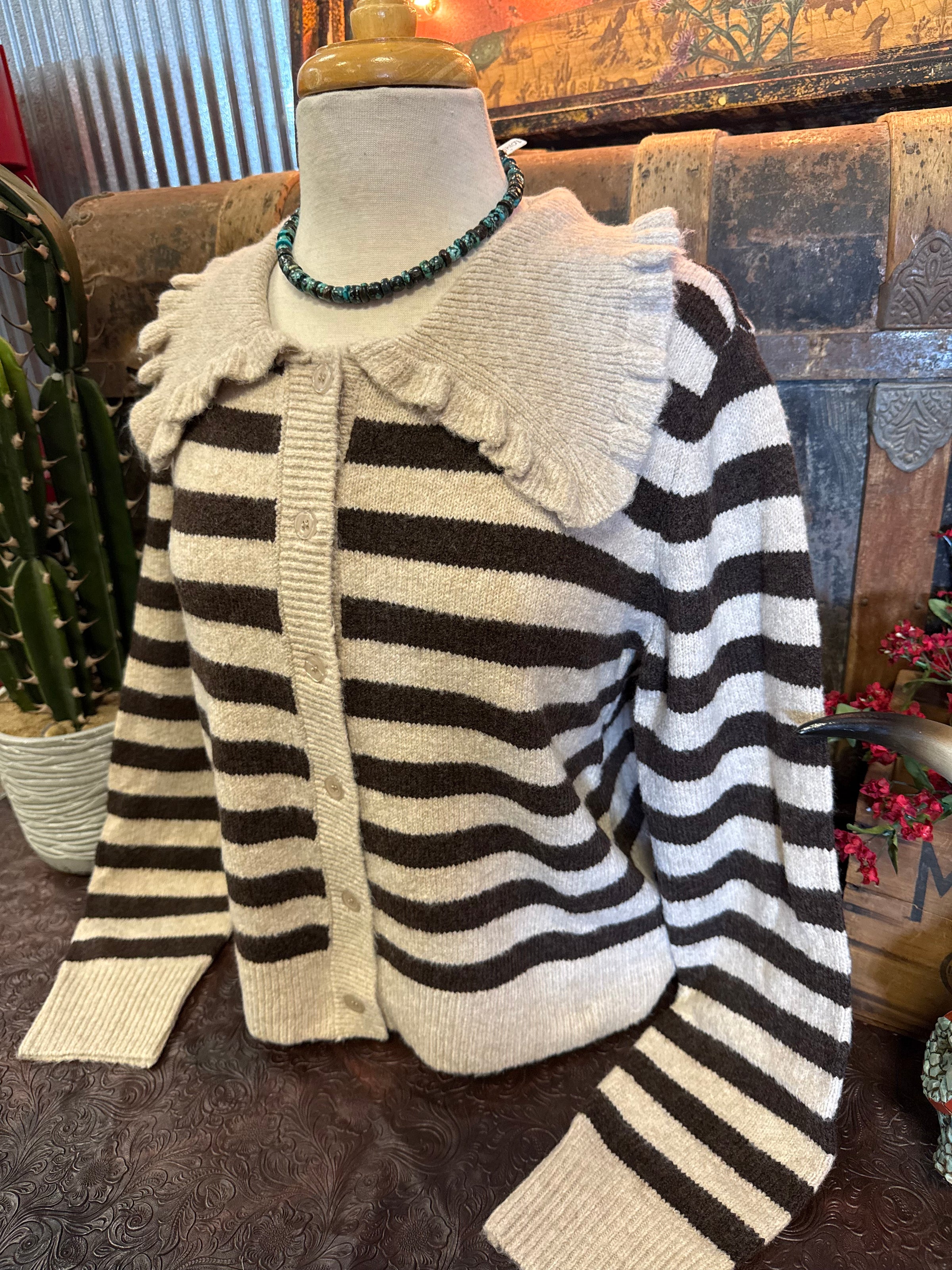 JD Oatmeal/Chocolate Cardigan