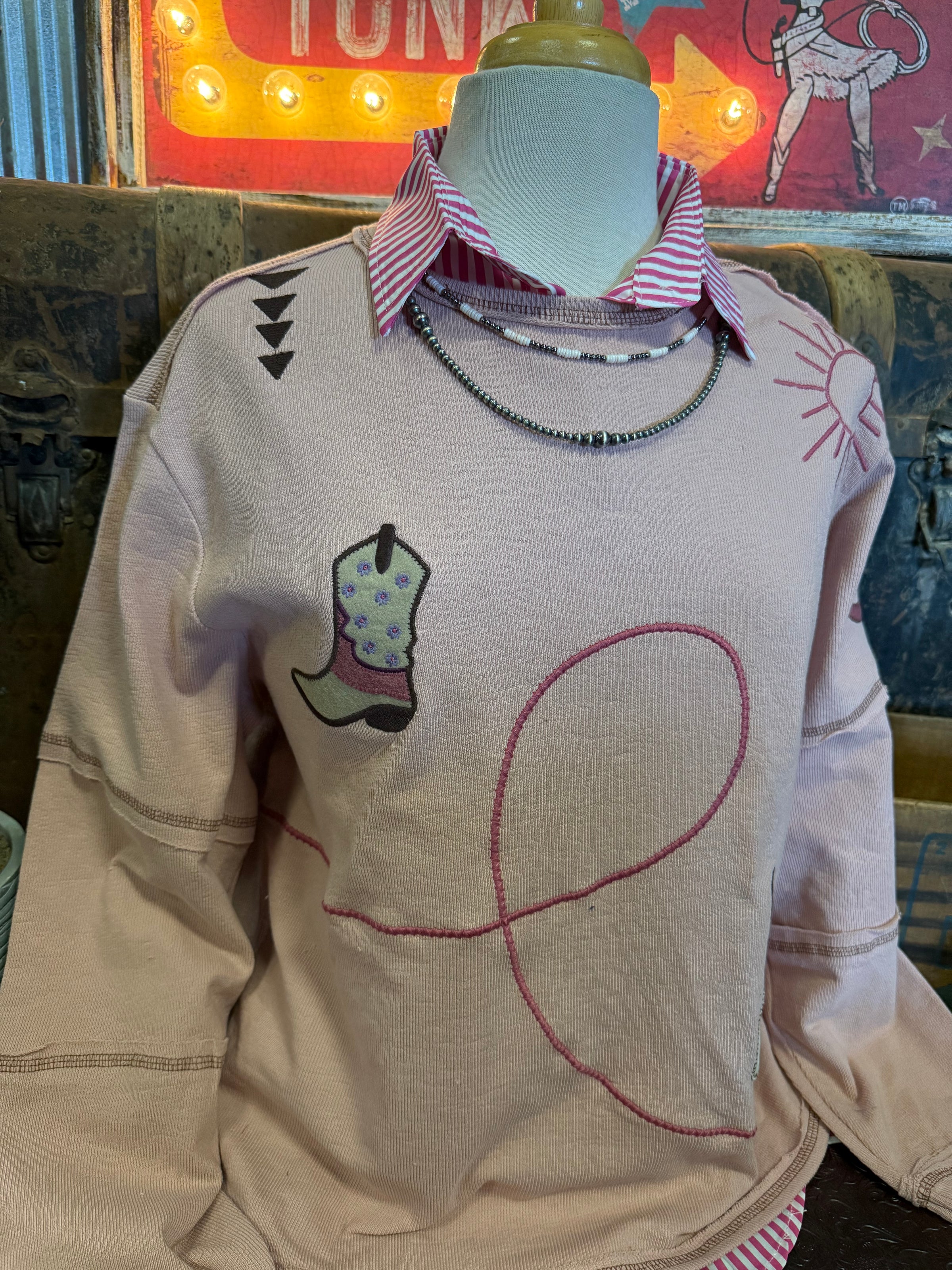 TY Pink Embroidered Top