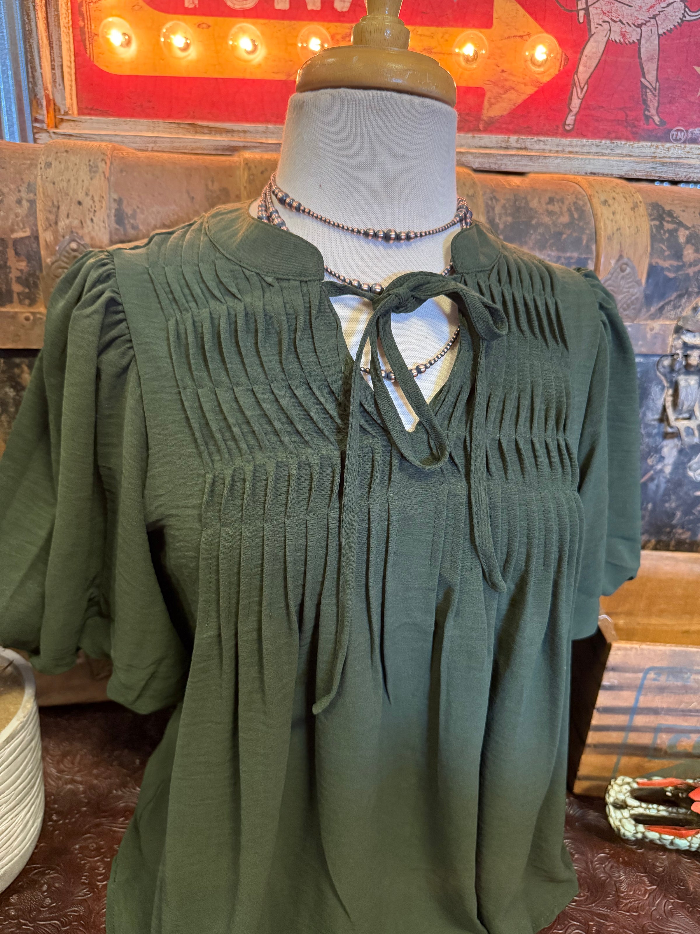 SS Olive Puff Sleeve