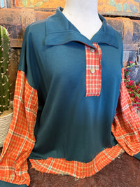 UM Turquoise Plaid LS
