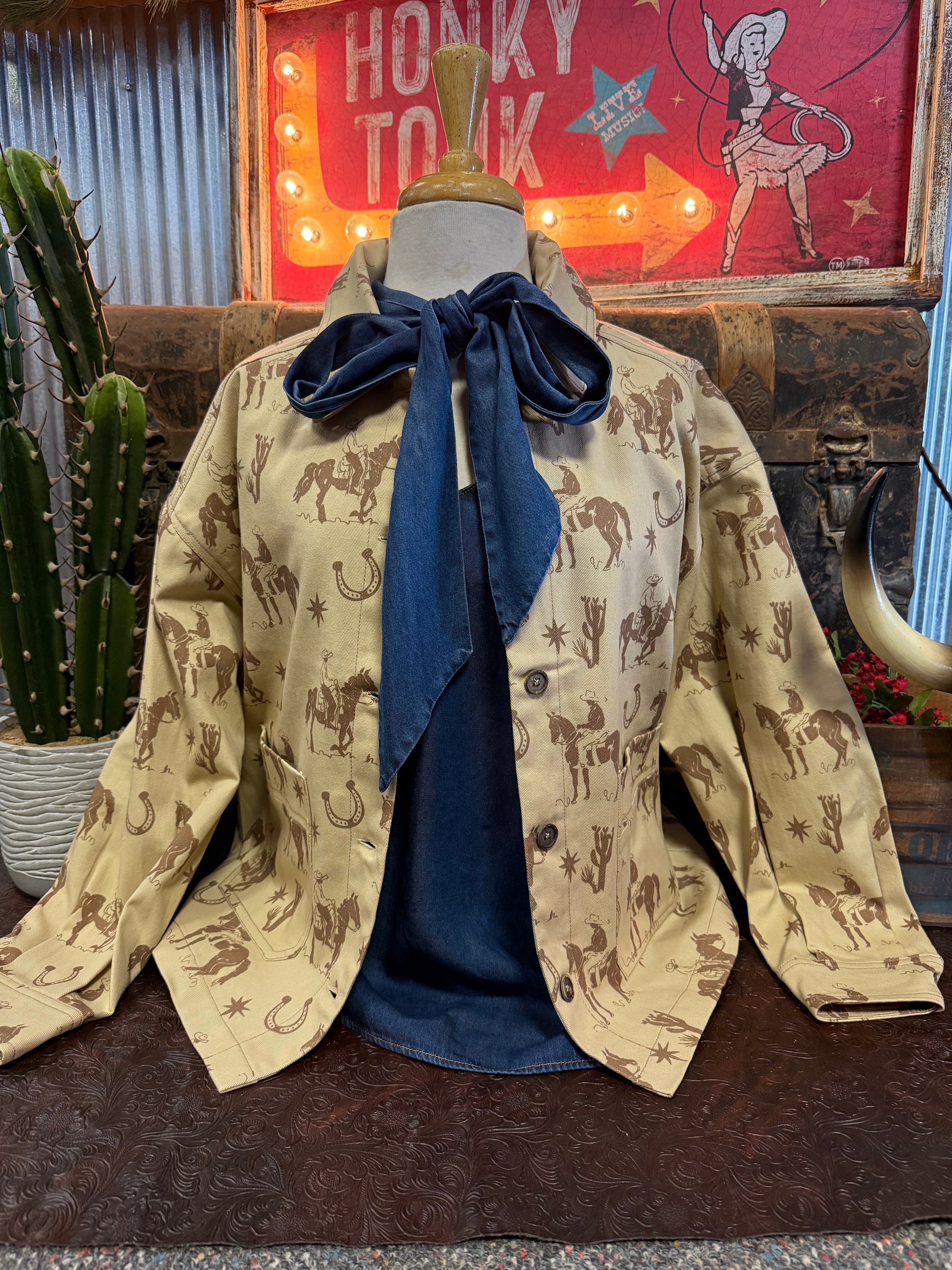 VJ Beige Western Button Up