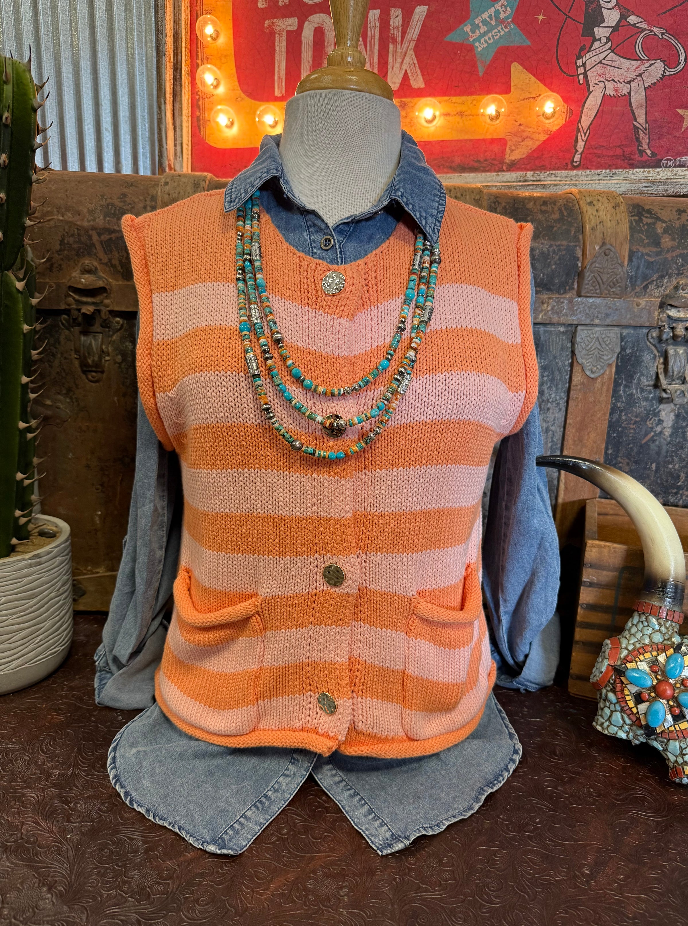 VJ Pink/Orange Sweater Vest