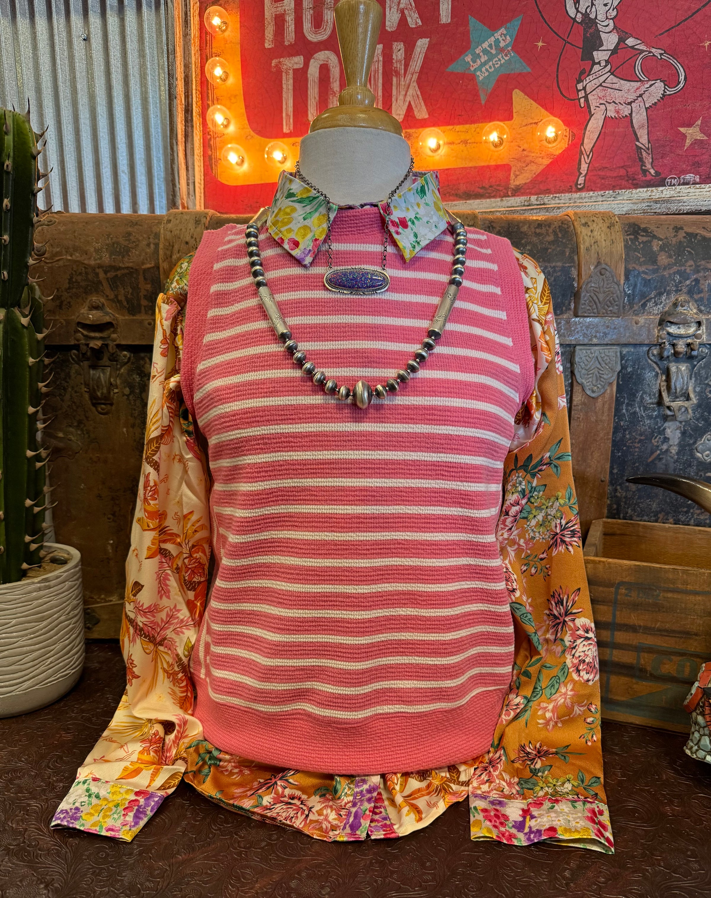 TB Pink Stripe Sleeveless