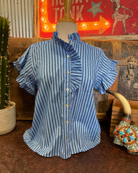 EN Blue Stripe Ruffle