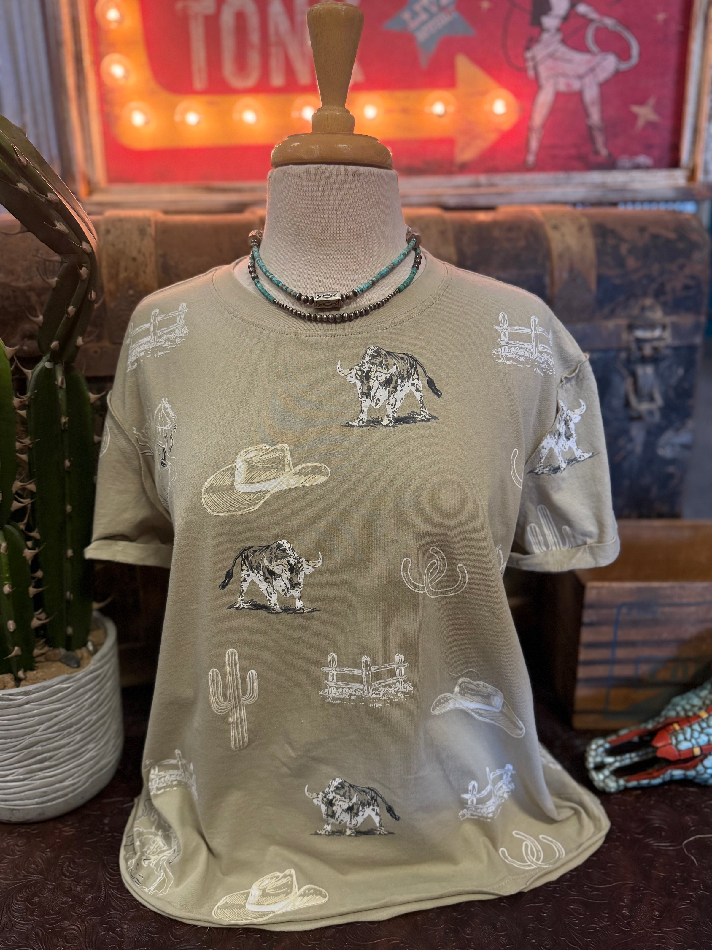 BB Beige Western Tee
