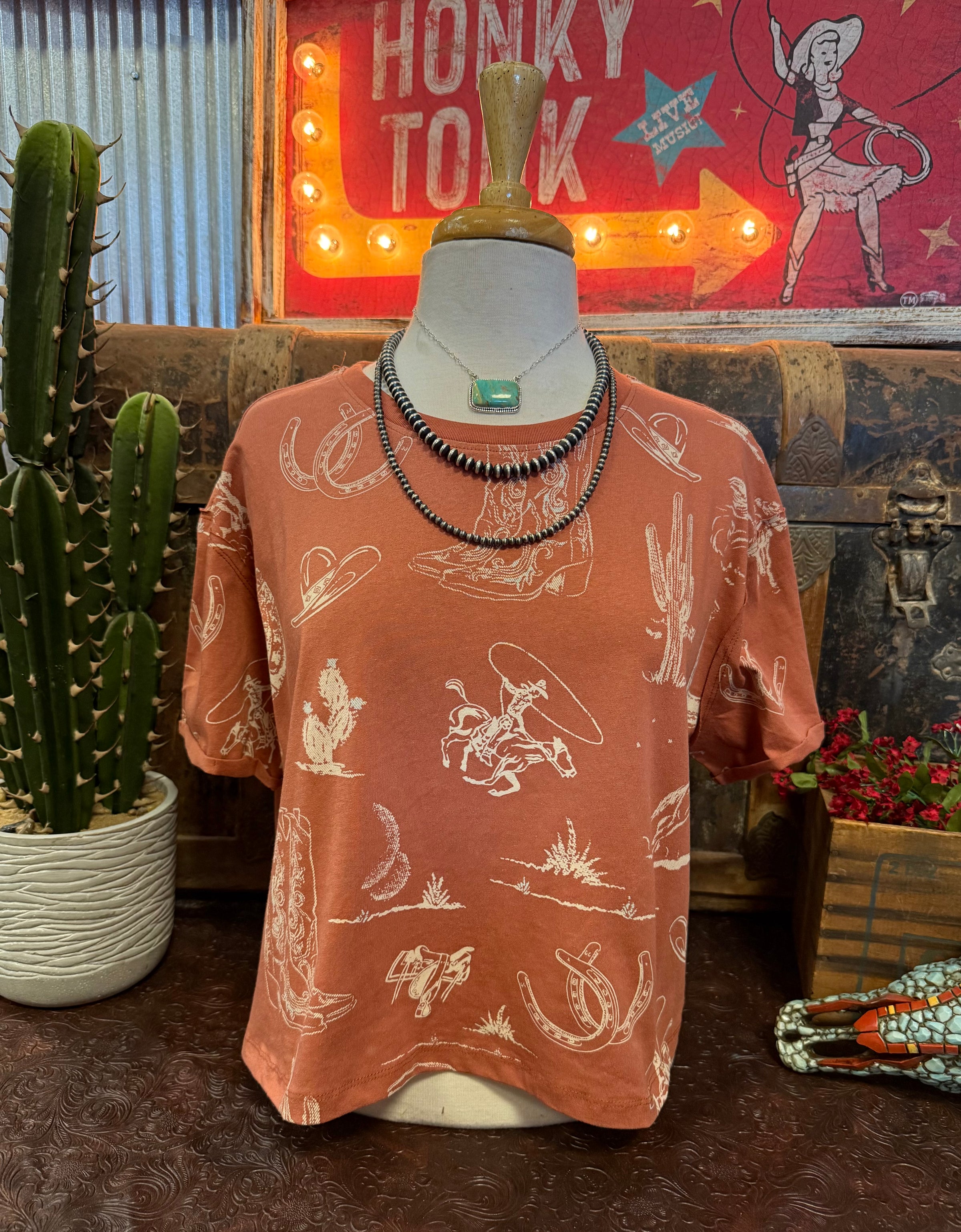 TY Rust Western Print Tee