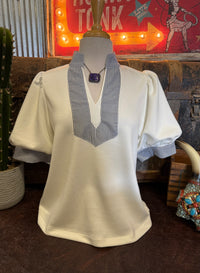 JD White Black Stripe Short Sleeve