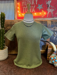 LS Olive Textured Short Sleeve