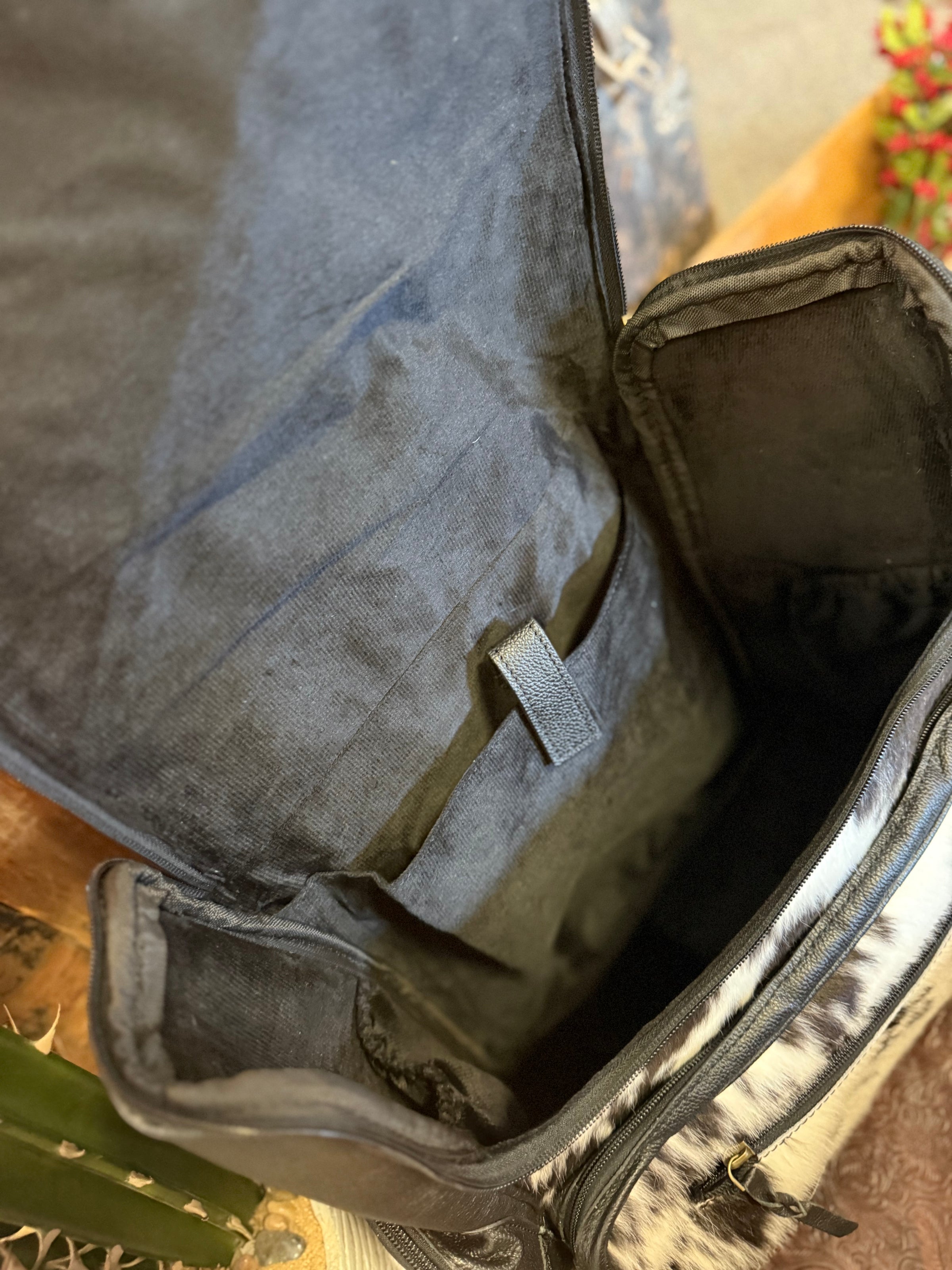 WL Black/White Cowhide Backpack