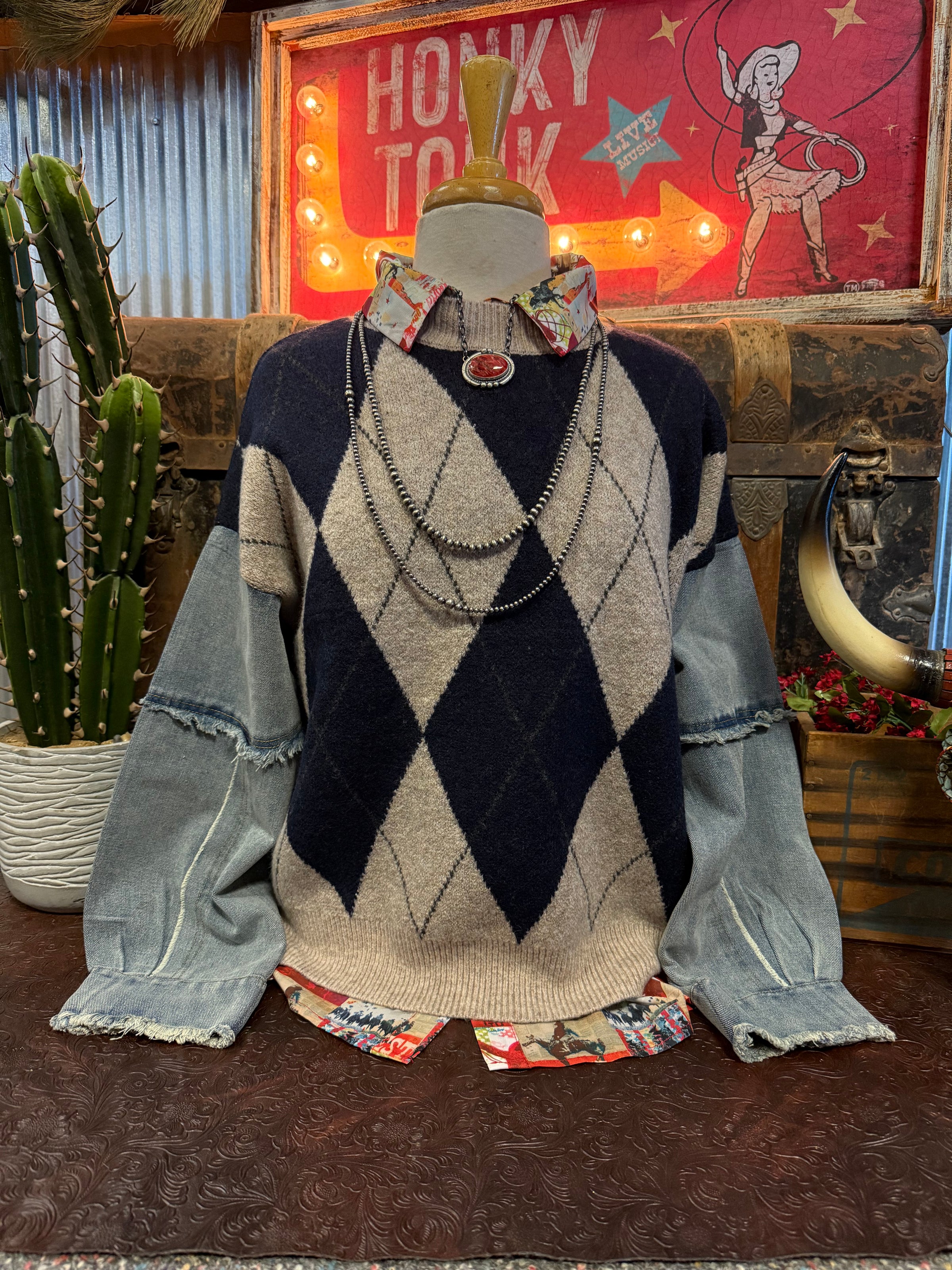 BP Blue Argyle Sweater