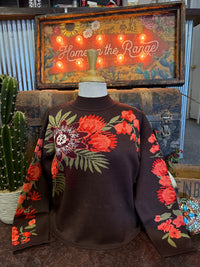 EN Chocolate Coral Floral Sweater