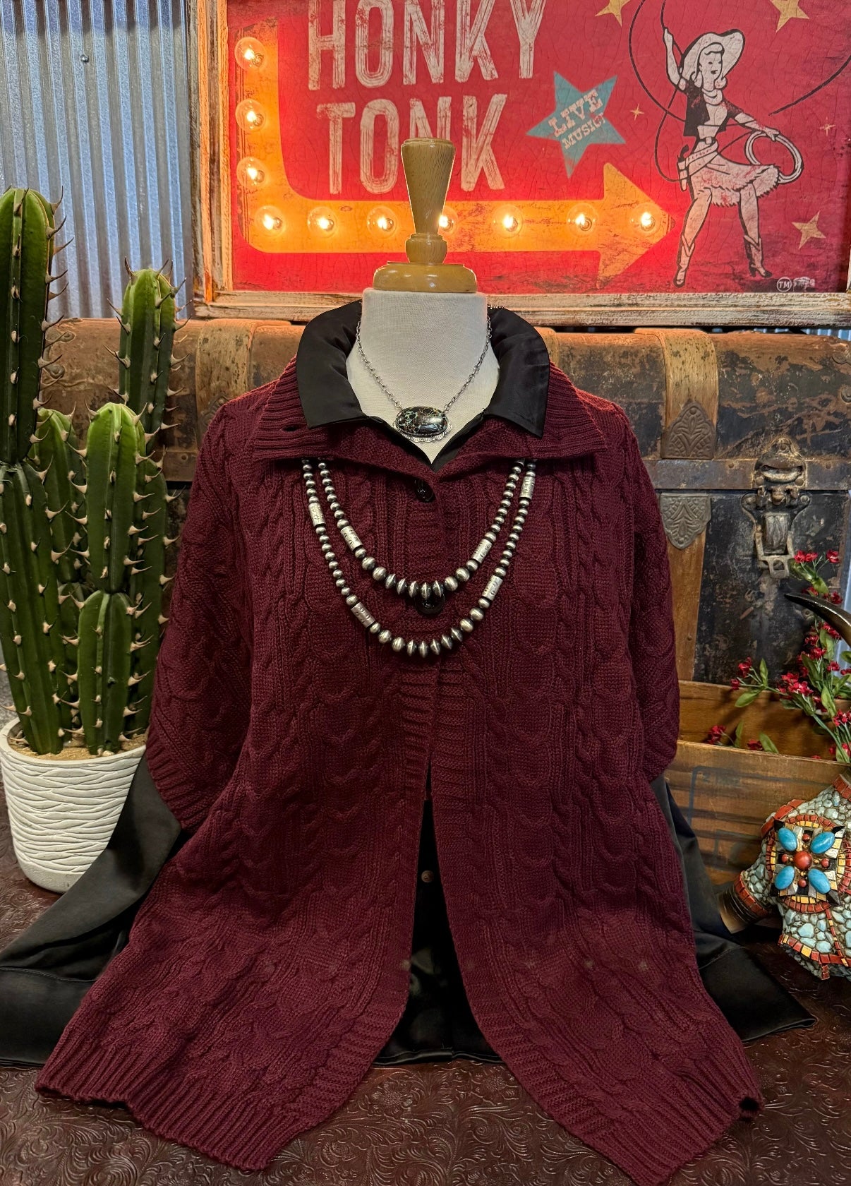 YF Burgundy Poncho