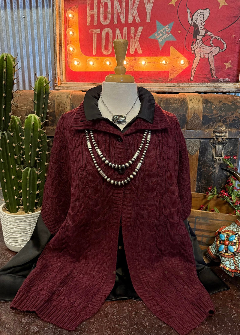 YF Burgundy Poncho