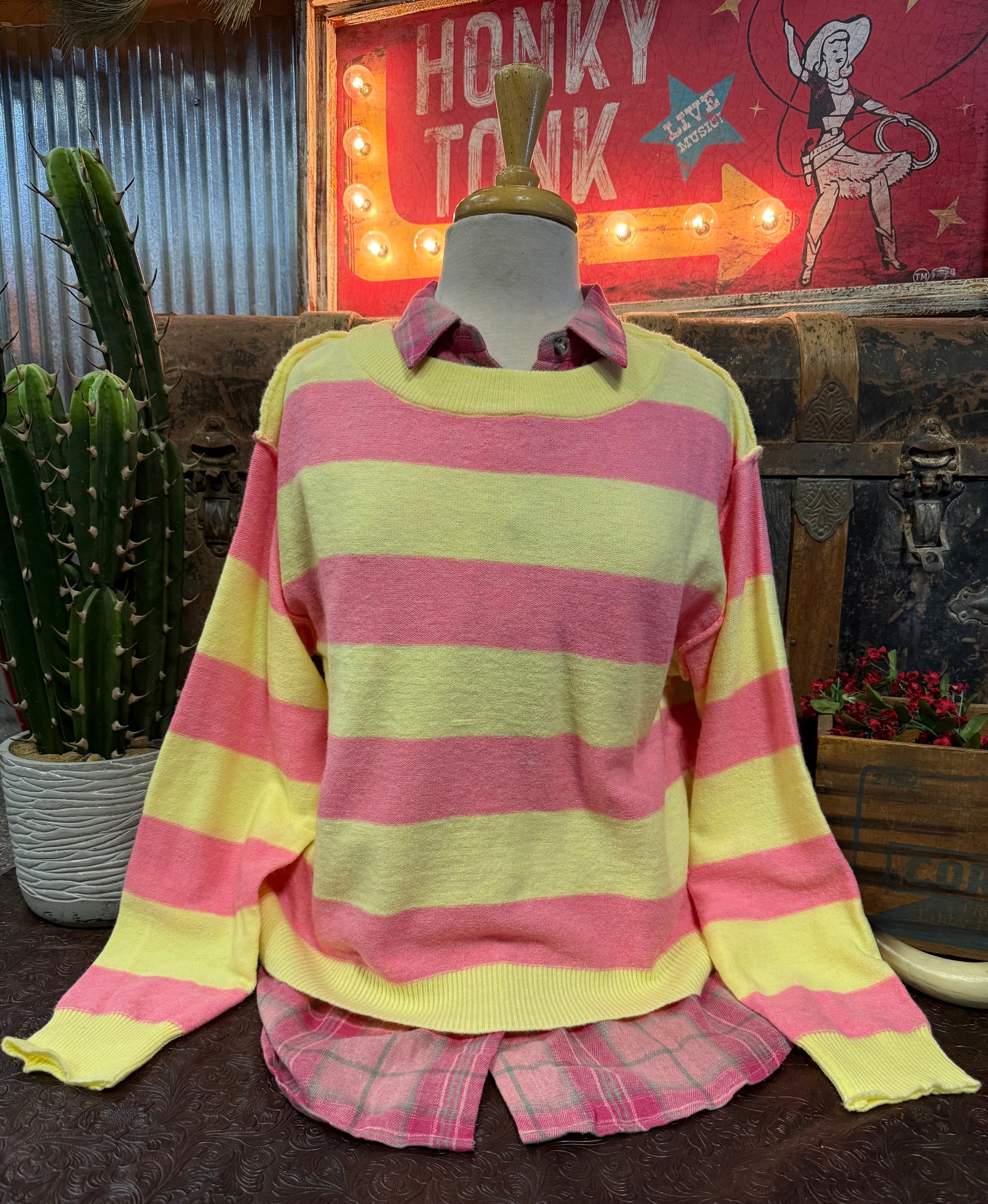 WL Lemon/Punch Stripe Sweater
