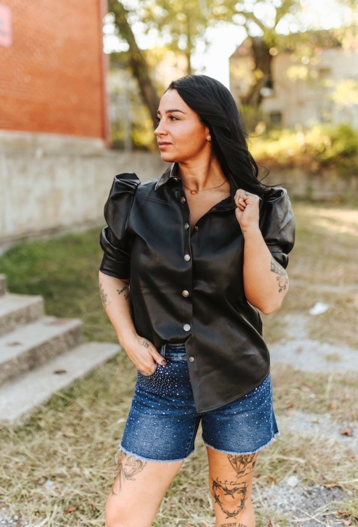 LB Black Faux Leather SS