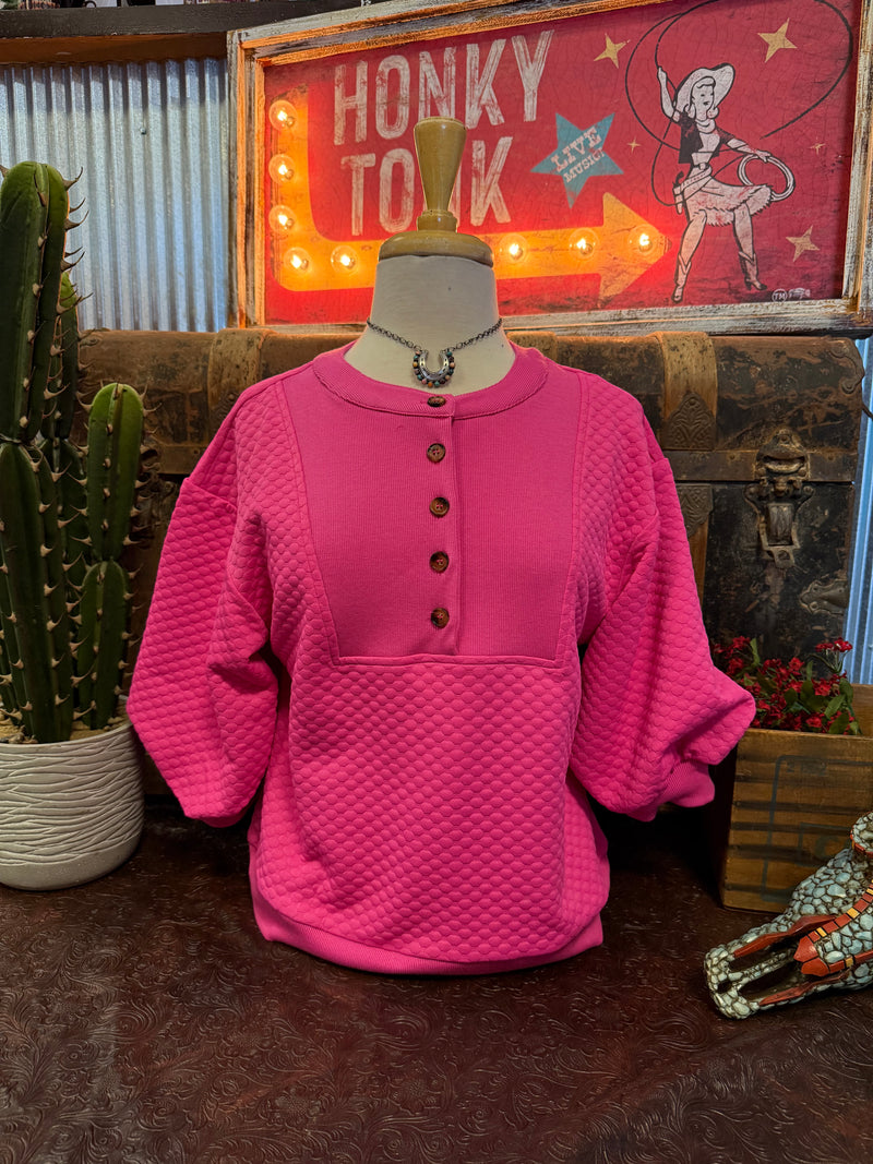 JD Hot Pink Quilted Top