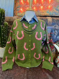 EN Olive Horseshoe Cardigan