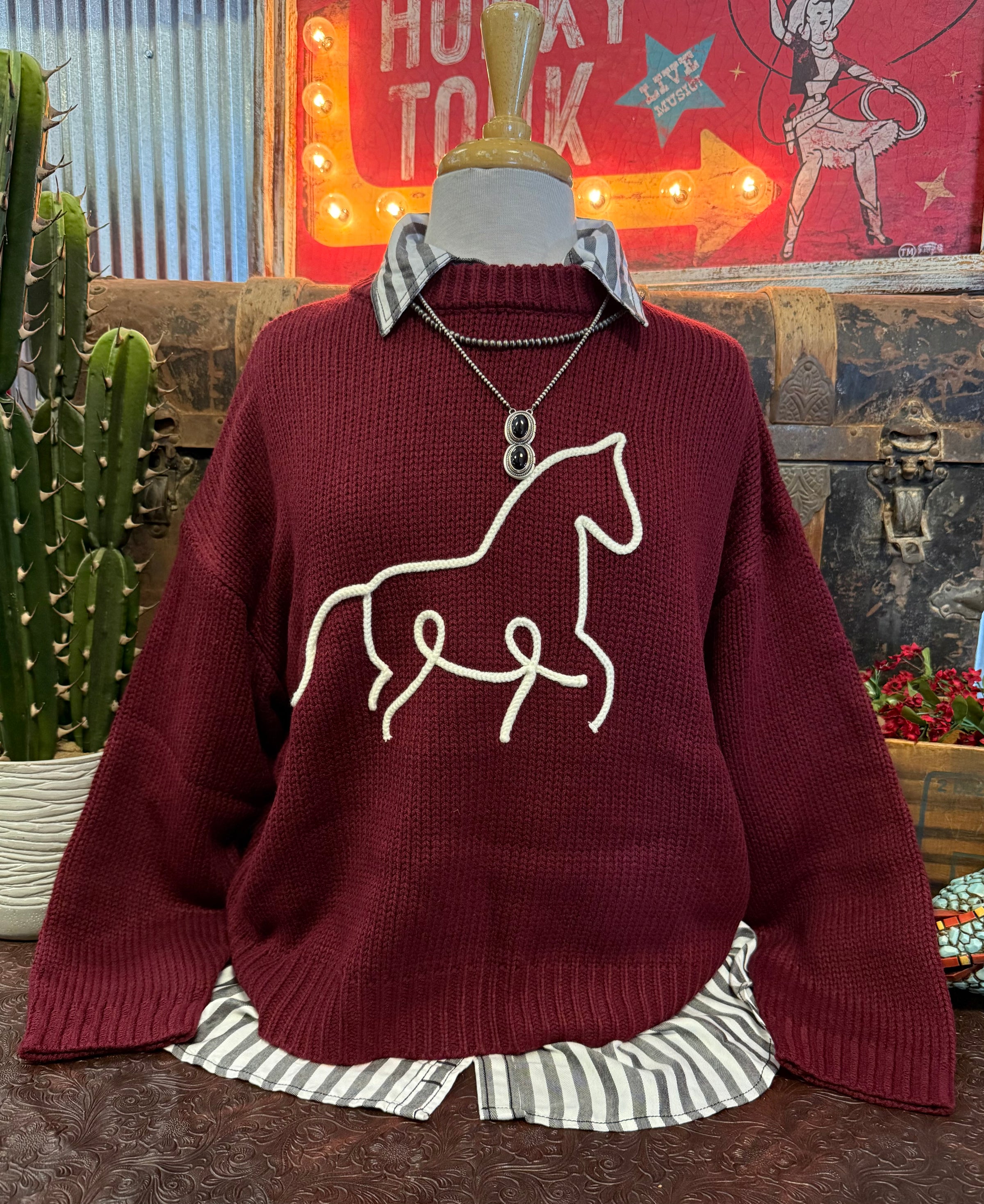 PG Burgundy Horse Sweater