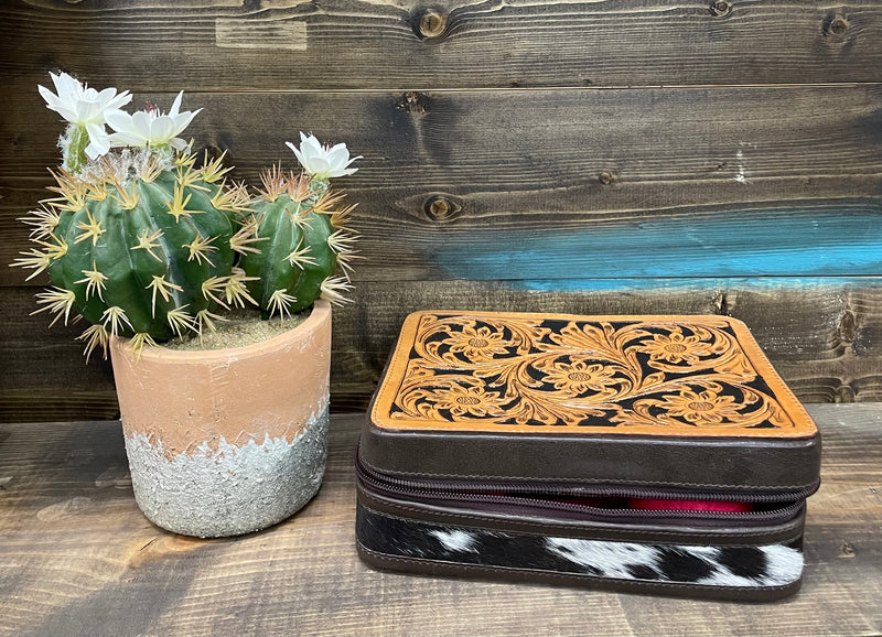 WL Brown/Black Tooled Jewelry Case