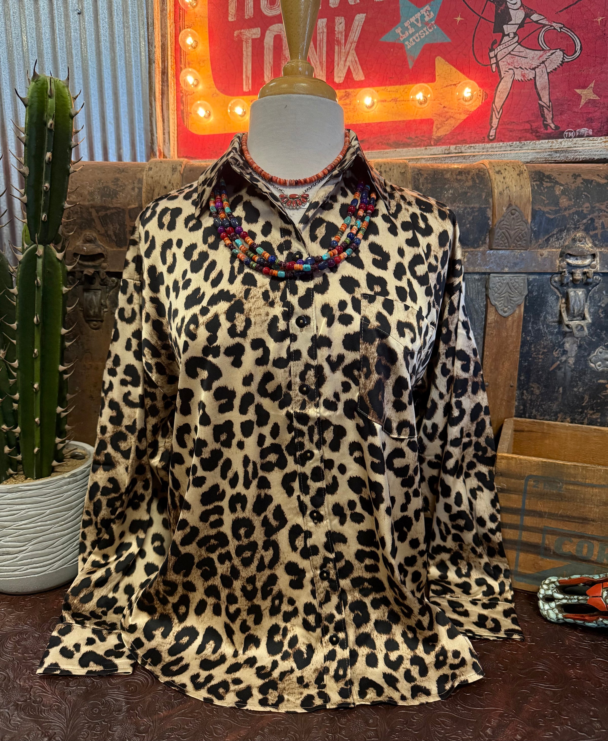 EE Leopard Button Up